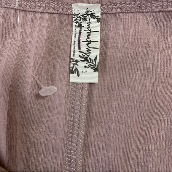 New Free People Tan Ribbed Knit Lounge Top US S - Picture 6 of 7